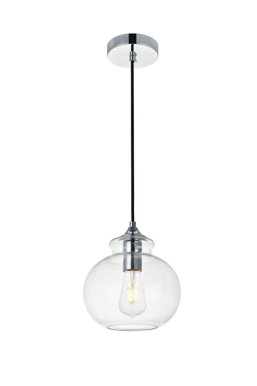 Living District LD2245C Destry 1 Light Chrome Pendant With Clear Glass