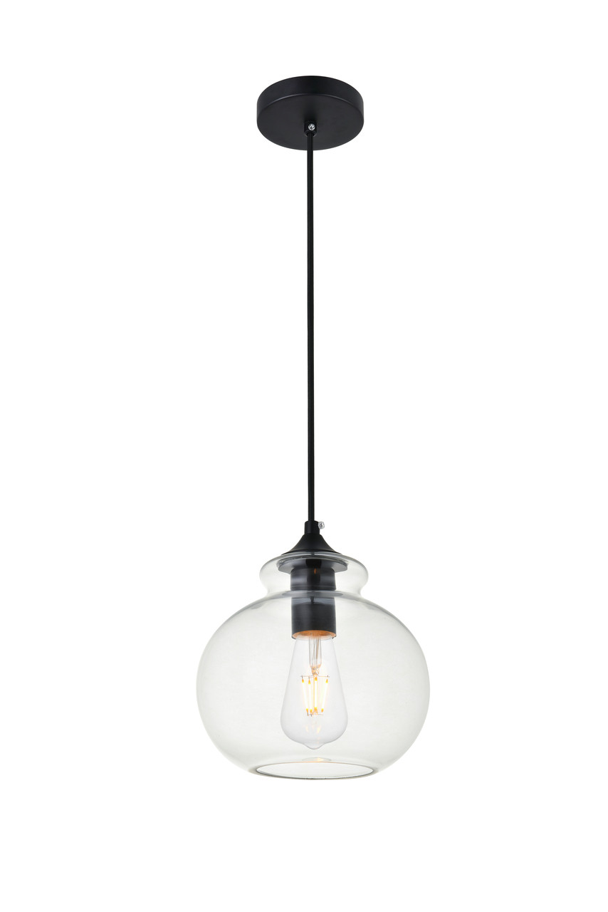 Living District LD2245BK Destry 1 Light Black Pendant With Clear Glass