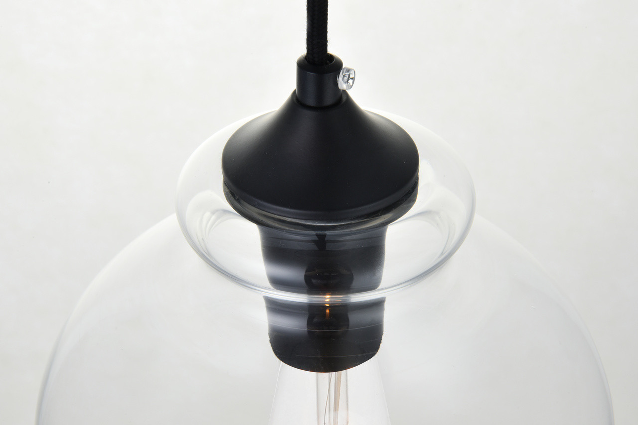 Living District LD2245BK Destry 1 Light Black Pendant With Clear Glass