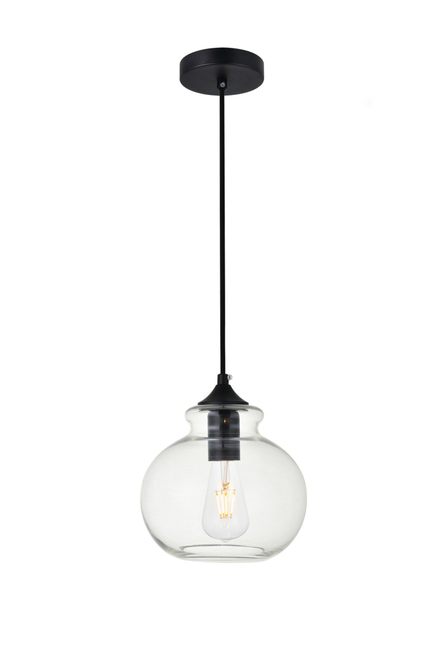 Living District LD2245BK Destry 1 Light Black Pendant With Clear Glass