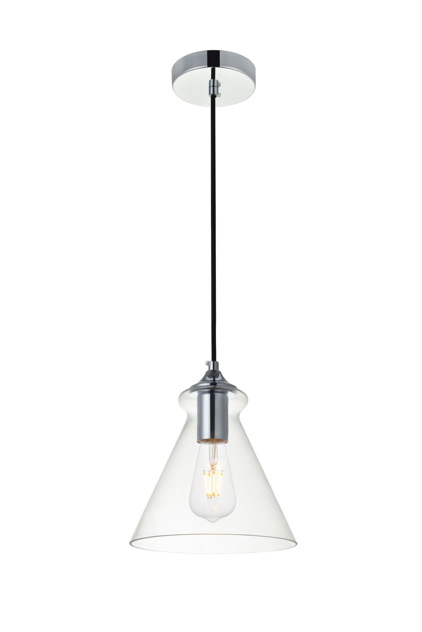 Living District LD2244C Destry 1 Light Chrome Pendant With Clear Glass