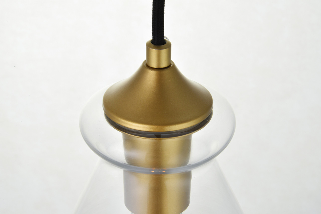 Living District LD2244BR Destry 1 Light Brass Pendant With Clear Glass