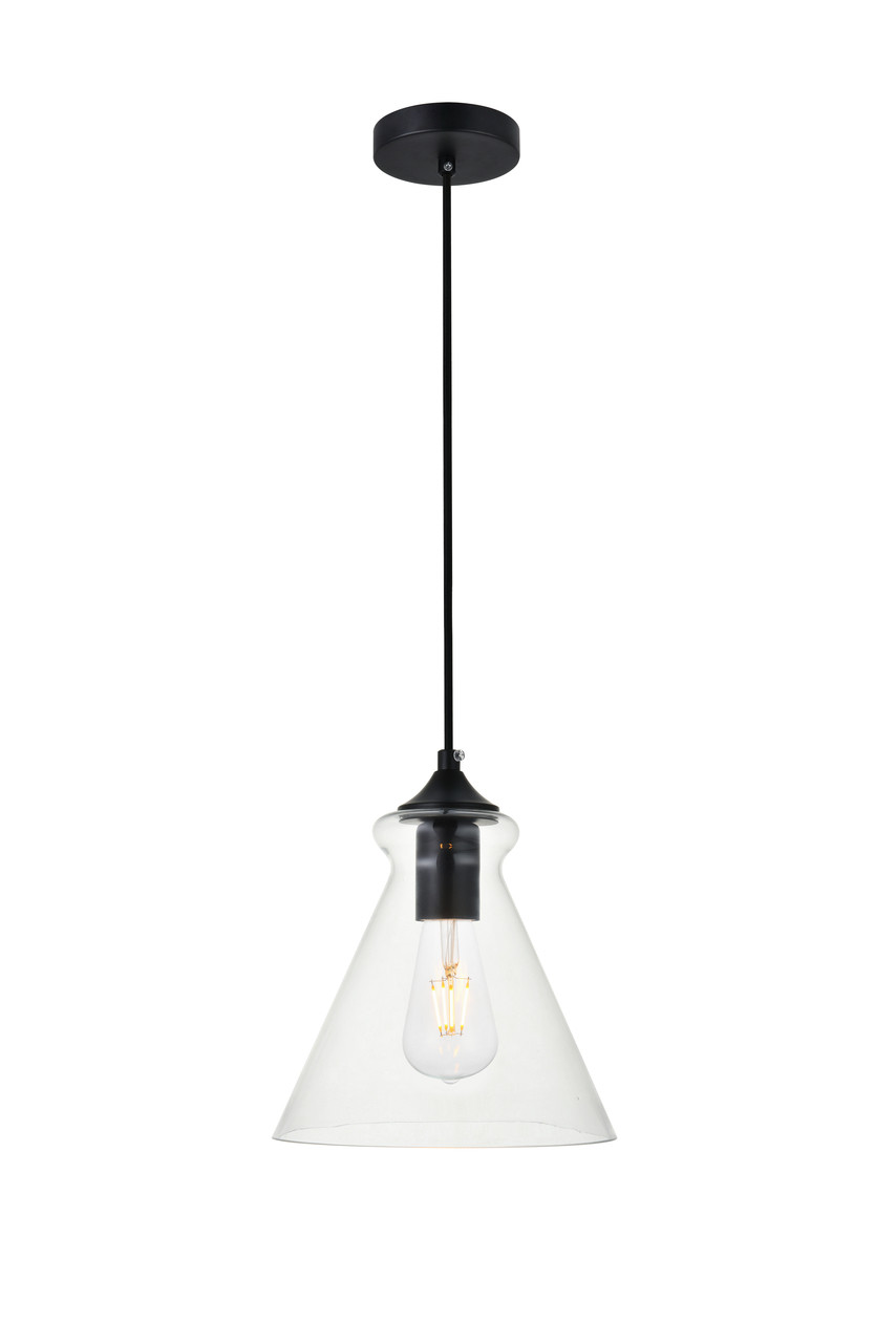 Living District LD2244BK Destry 1 Light Black Pendant With Clear Glass