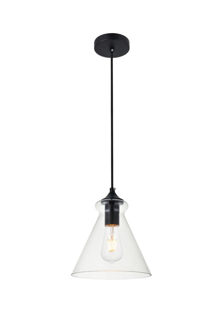 Living District LD2244BK Destry 1 Light Black Pendant With Clear Glass