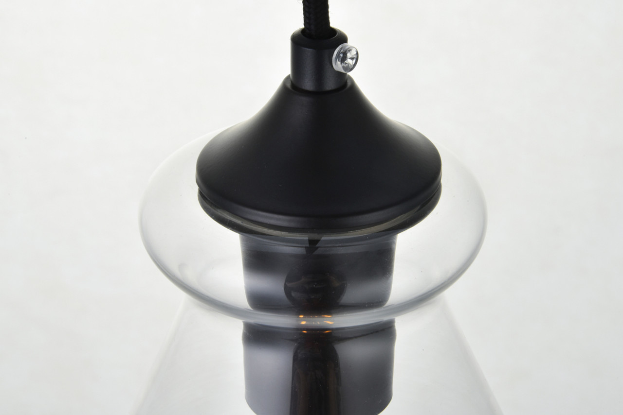 Living District LD2244BK Destry 1 Light Black Pendant With Clear Glass