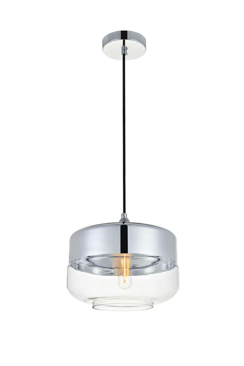 Living District LD2243C Ashwell 1 Light Chrome Pendant With Clear Glass