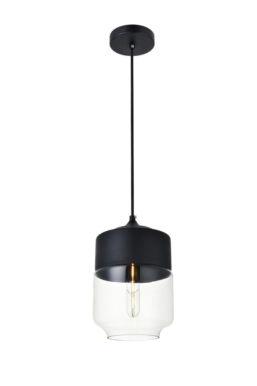 Living District LD2241BK Ashwell 1 Light Black Pendant With Clear Glass