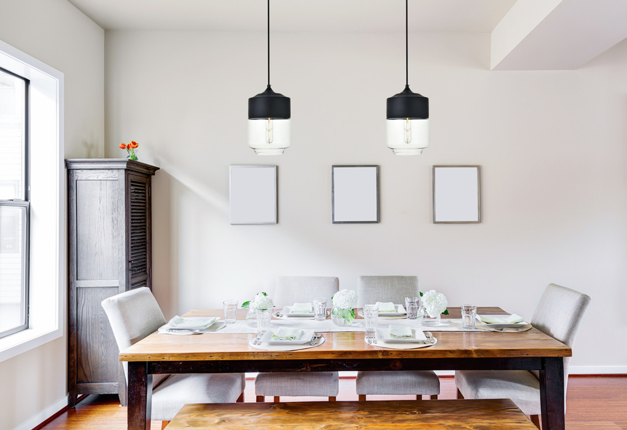 Living District LD2241BK Ashwell 1 Light Black Pendant With Clear Glass Living District LD2241BK Ashwell 1 Light Black Pendant With Clear Glass