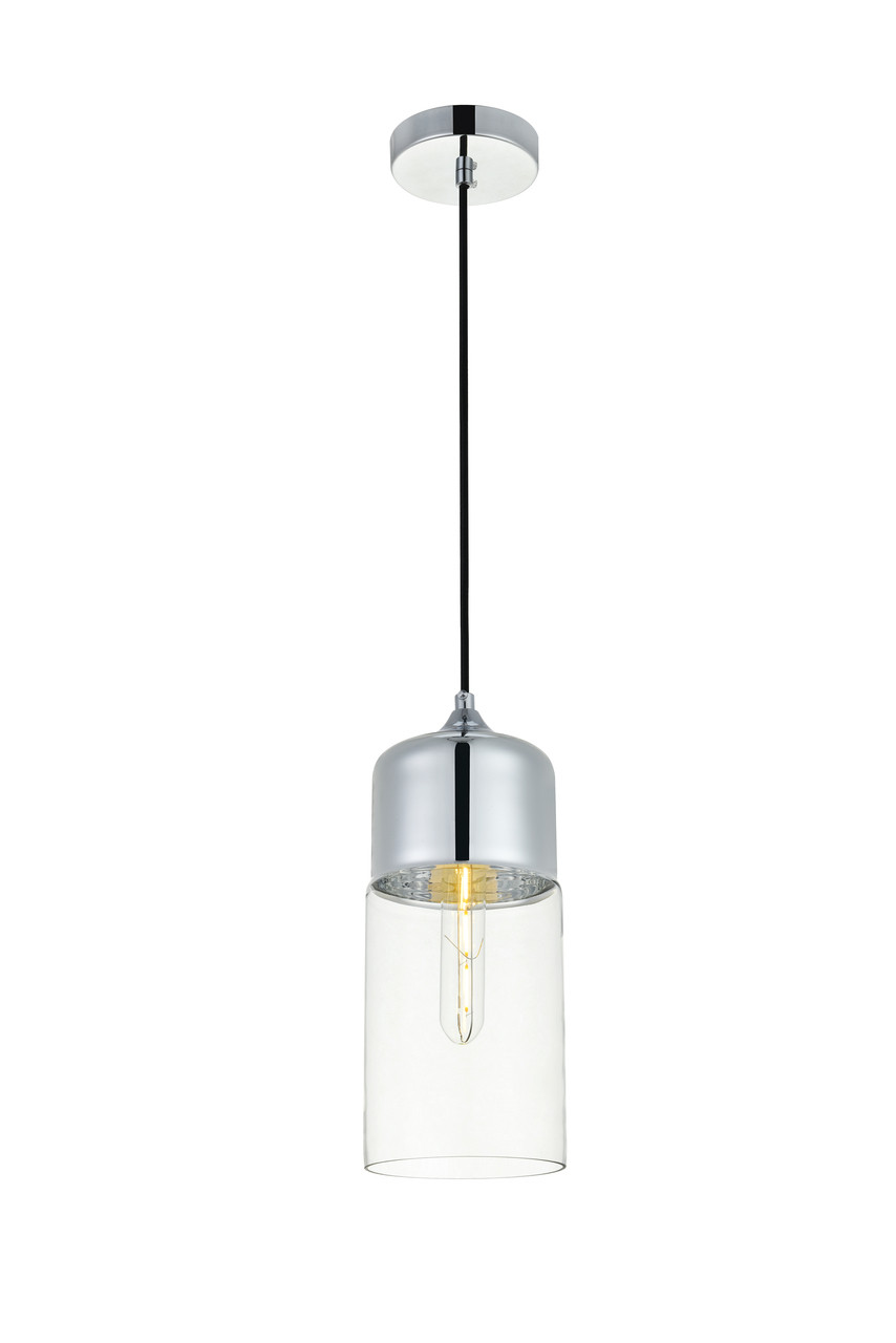 Living District LD2240C Ashwell 1 Light Chrome Pendant With Clear Glass