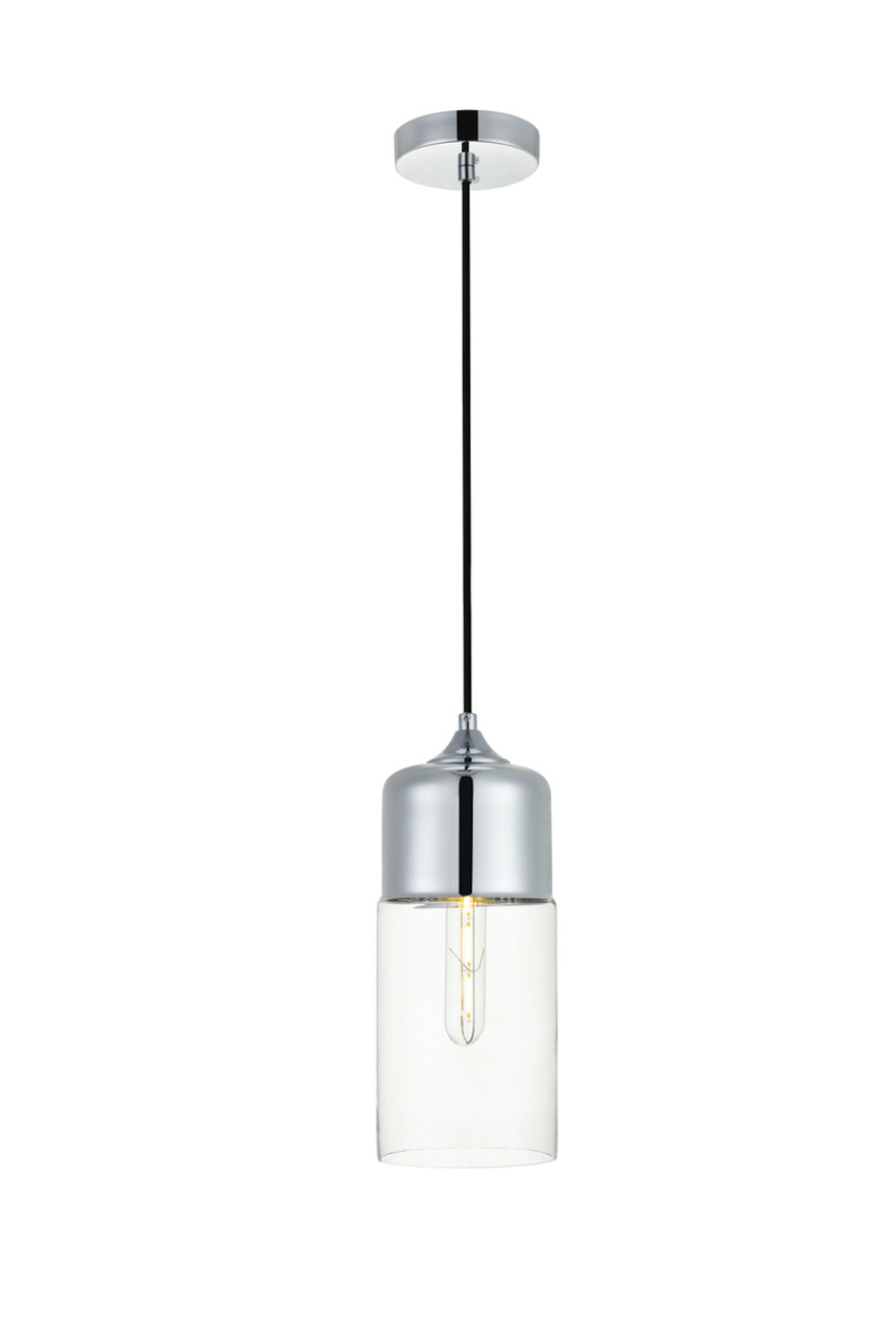 Living District LD2240C Ashwell 1 Light Chrome Pendant With Clear Glass