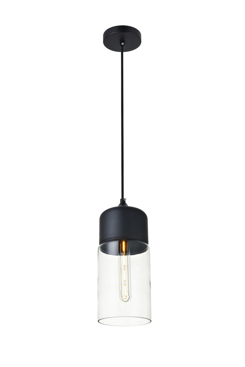 Living District LD2240BK Ashwell 1 Light Black Pendant With Clear Glass