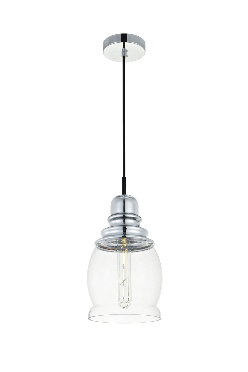 Living District LD2238C Kenna 1 Light Chrome Pendant With Clear Glass