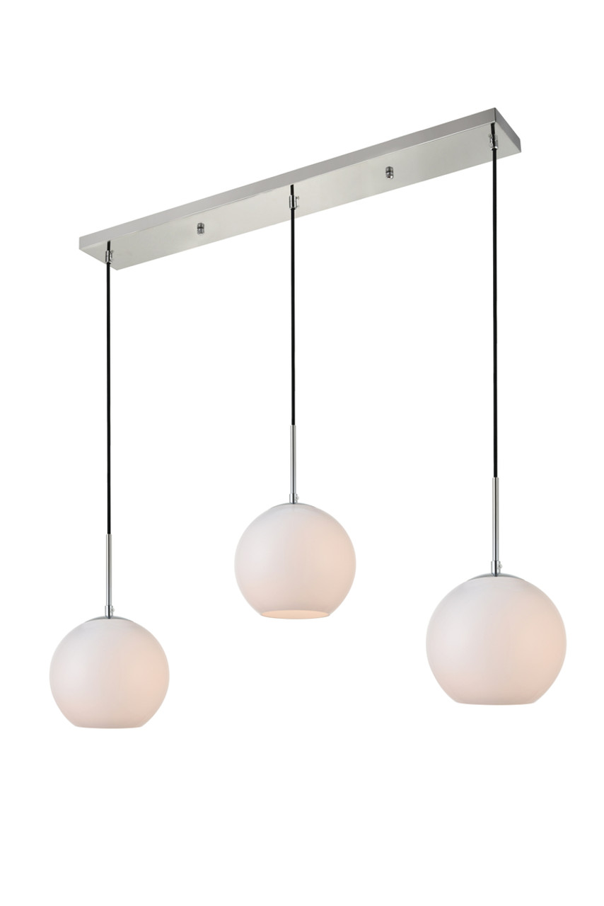 Living District LD2237C Baxter 3 Lights Chrome Pendant With Frosted White Glass