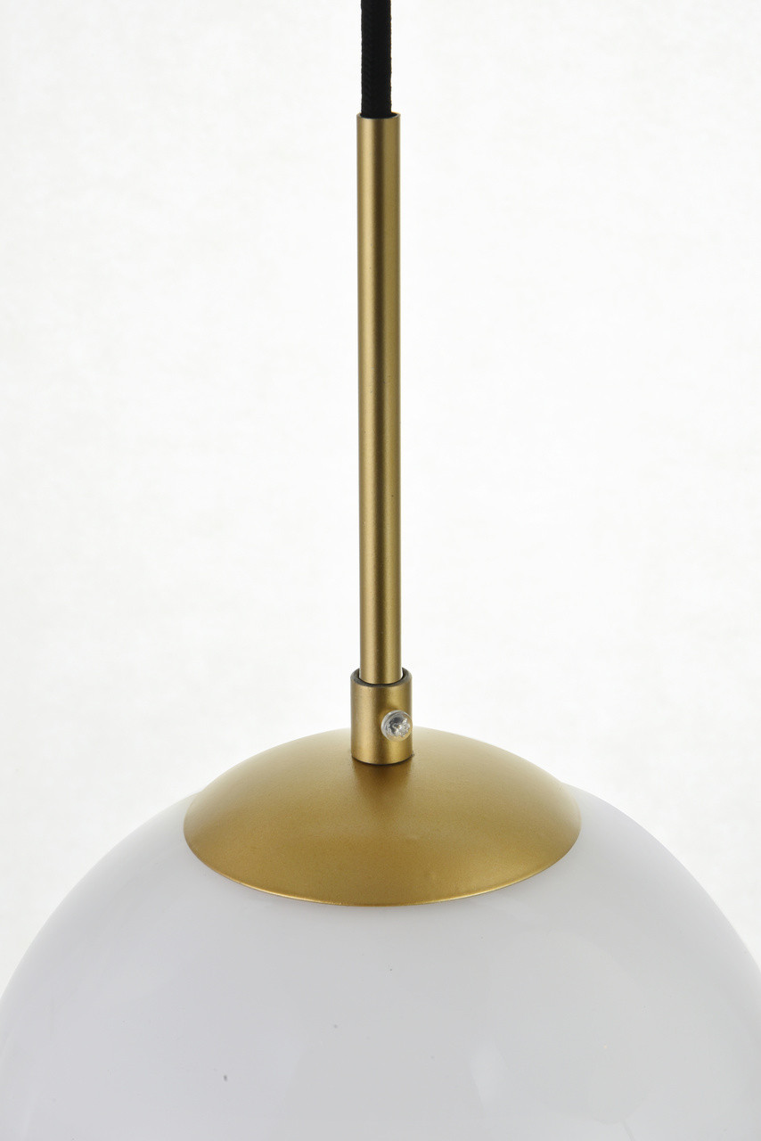 Living District LD2237BR Baxter 3 Lights Brass Pendant With Frosted White Glass