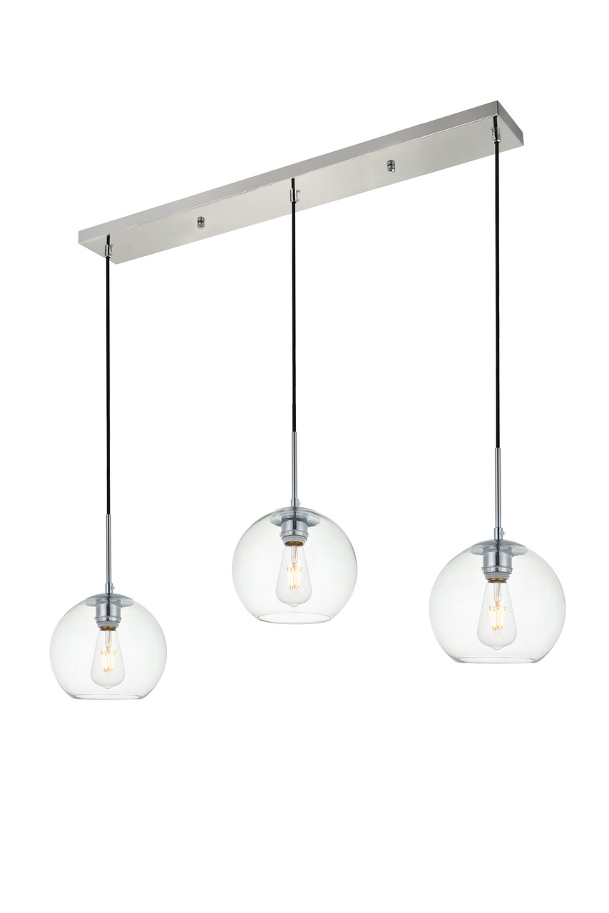 Living District LD2236C Baxter 3 Lights Chrome Pendant With Clear Glass