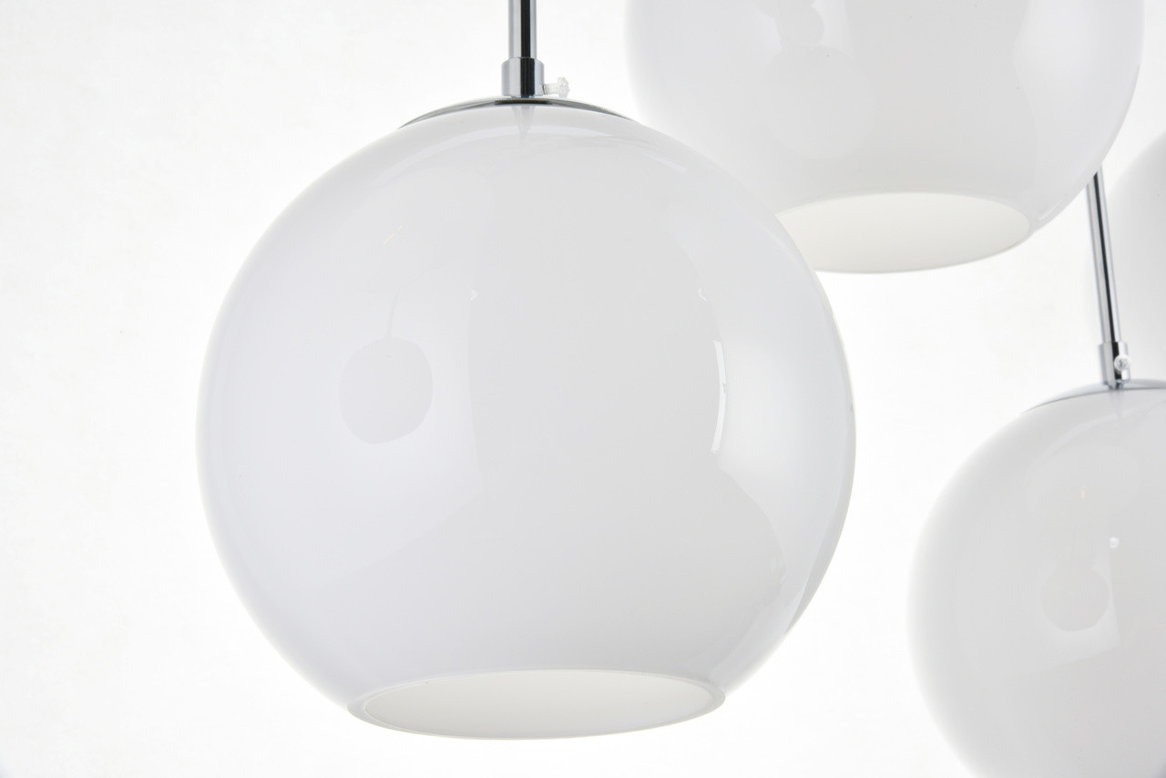 Living District LD2231C Baxter 7 Lights Chrome Pendant With Frosted White Glass