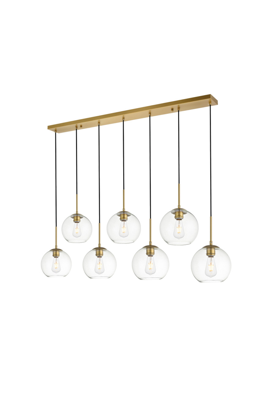 Living District LD2230BR Baxter 7 Lights Brass Pendant With Clear Glass