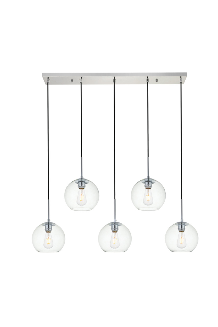 Living District LD2228C Baxter 5 Lights Chrome Pendant With Clear Glass