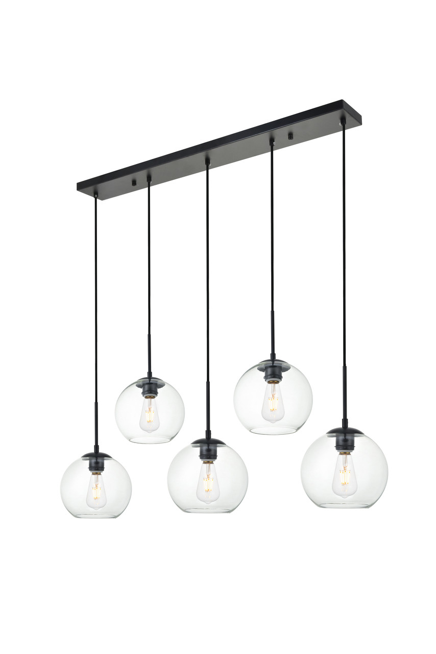 Living District LD2228BK Baxter 5 Lights Black Pendant With Clear Glass