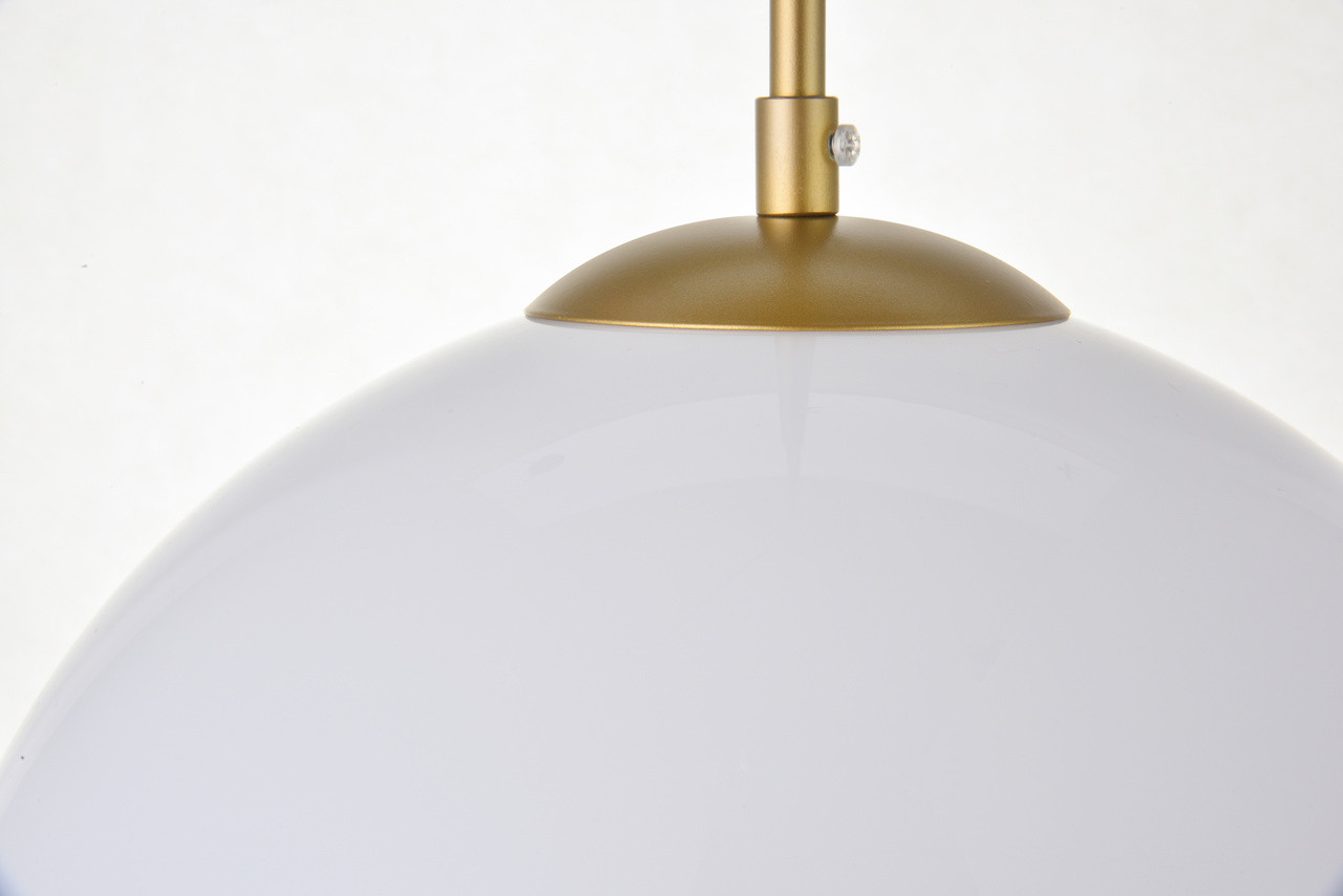 Living District LD2225BR Baxter 1 Light Brass Pendant With Frosted White Glass
