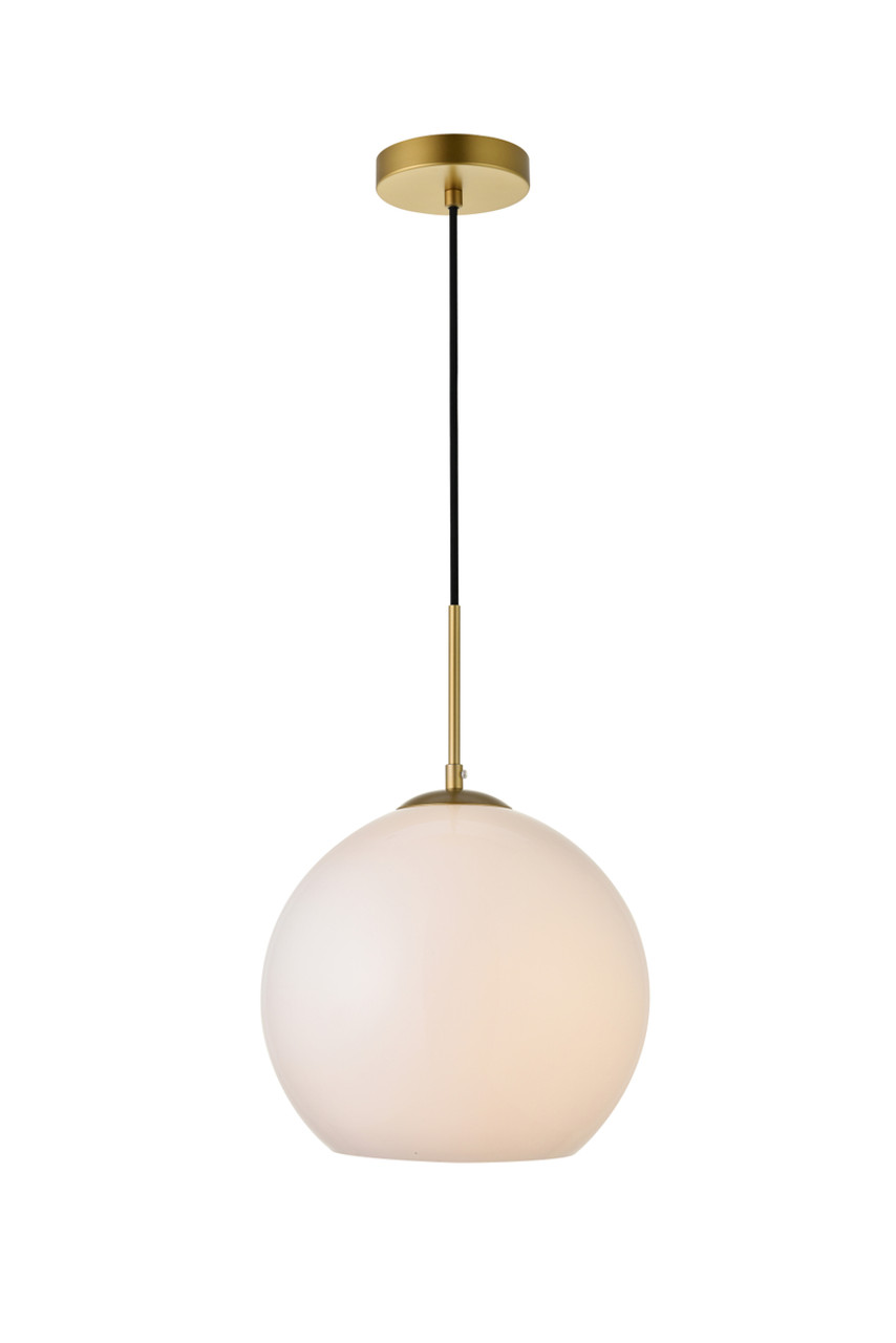 Living District LD2225BR Baxter 1 Light Brass Pendant With Frosted White Glass