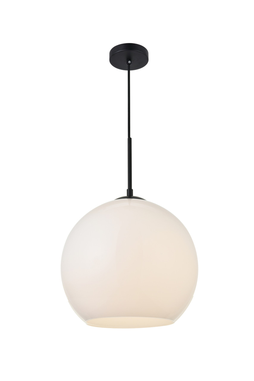 Living District LD2225BK Baxter 1 Light Black Pendant With Frosted White Glass