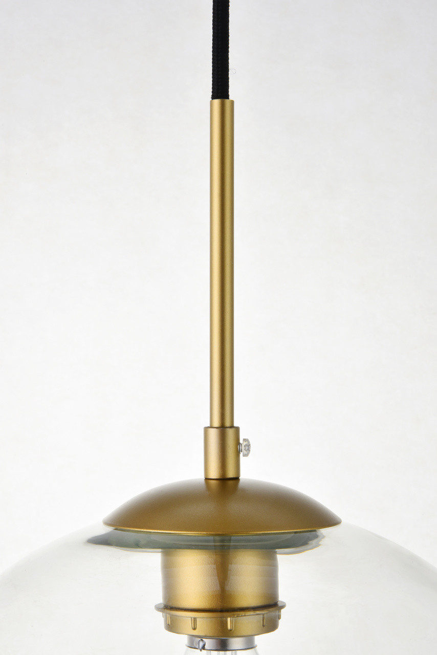 Living District LD2224BR Baxter 1 Light Brass Pendant With Clear Glass