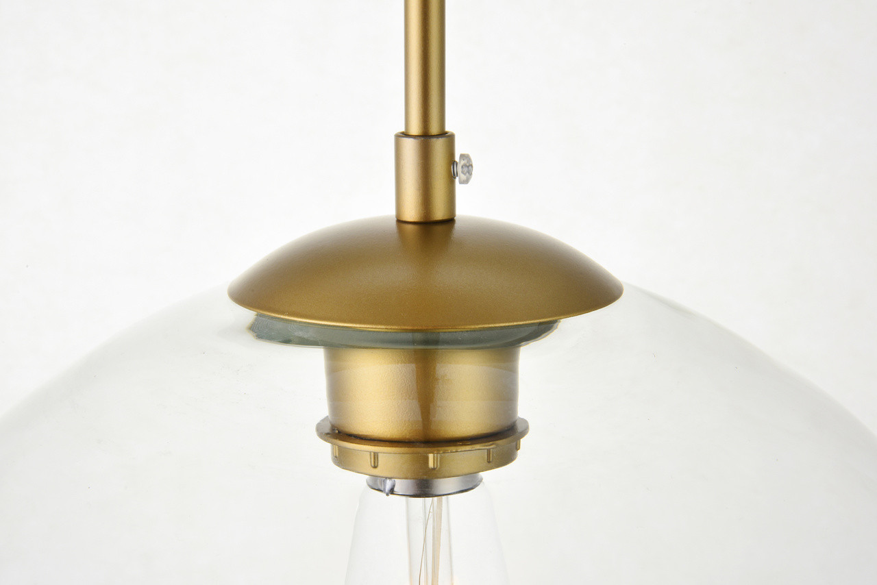 Living District LD2224BR Baxter 1 Light Brass Pendant With Clear Glass