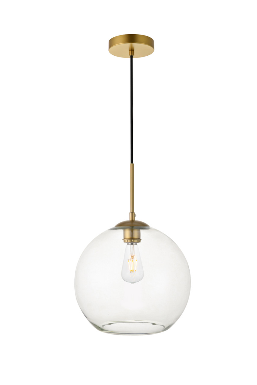 Living District LD2224BR Baxter 1 Light Brass Pendant With Clear Glass