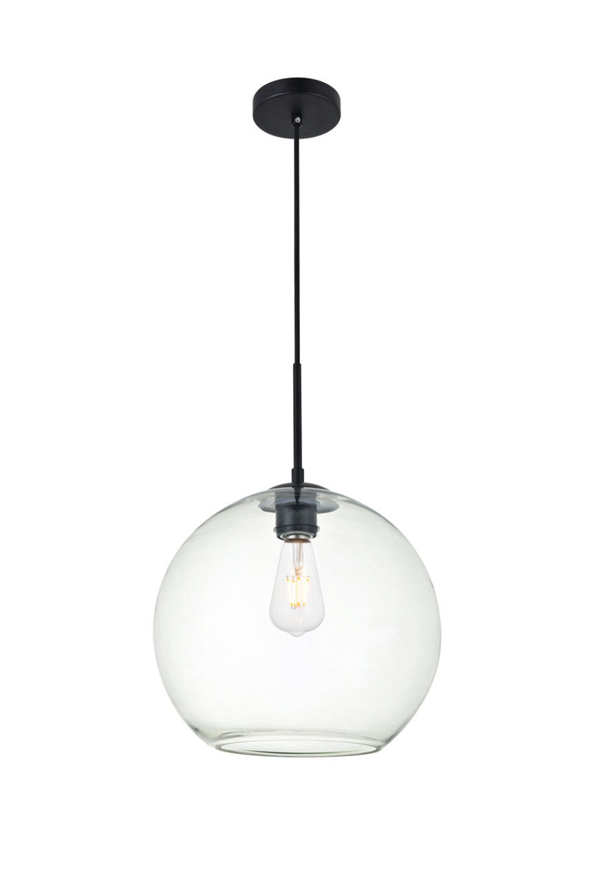 Living District LD2224BK Baxter 1 Light Black Pendant With Clear Glass