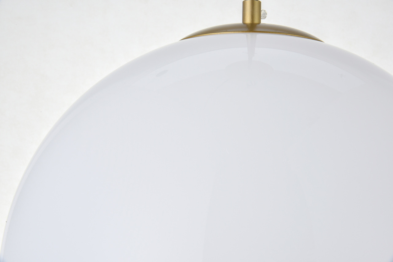 Living District LD2217BR Baxter 1 Light Brass Pendant With Frosted White Glass