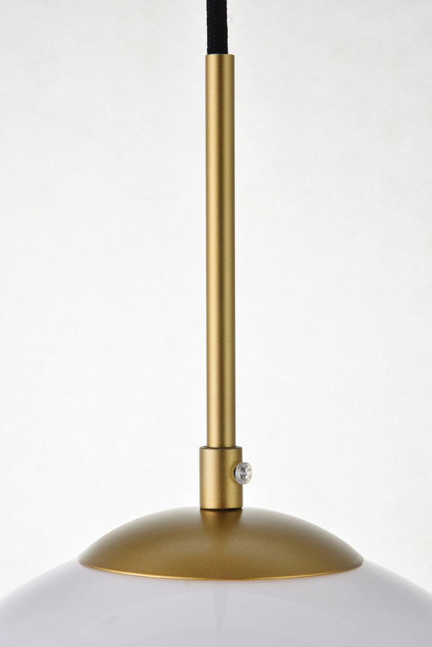 Living District LD2217BR Baxter 1 Light Brass Pendant With Frosted White Glass
