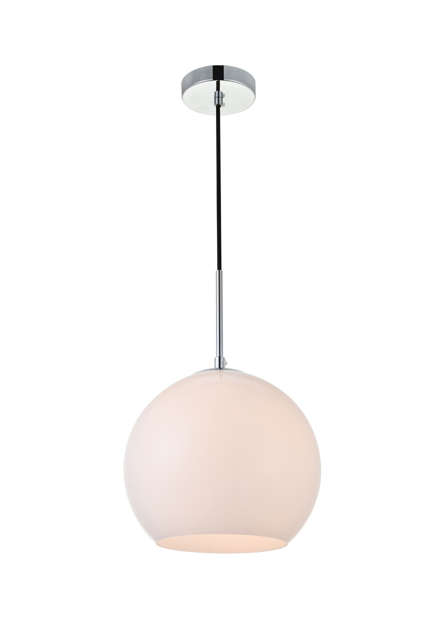 Living District LD2213C Baxter 1 Light Chrome Pendant With Frosted White Glass