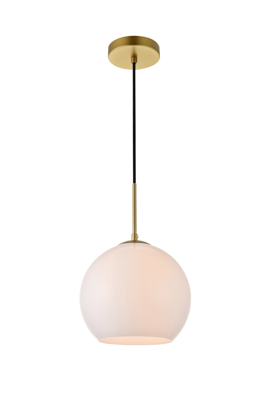 Living District LD2213BR Baxter 1 Light Brass Pendant With Frosted White Glass