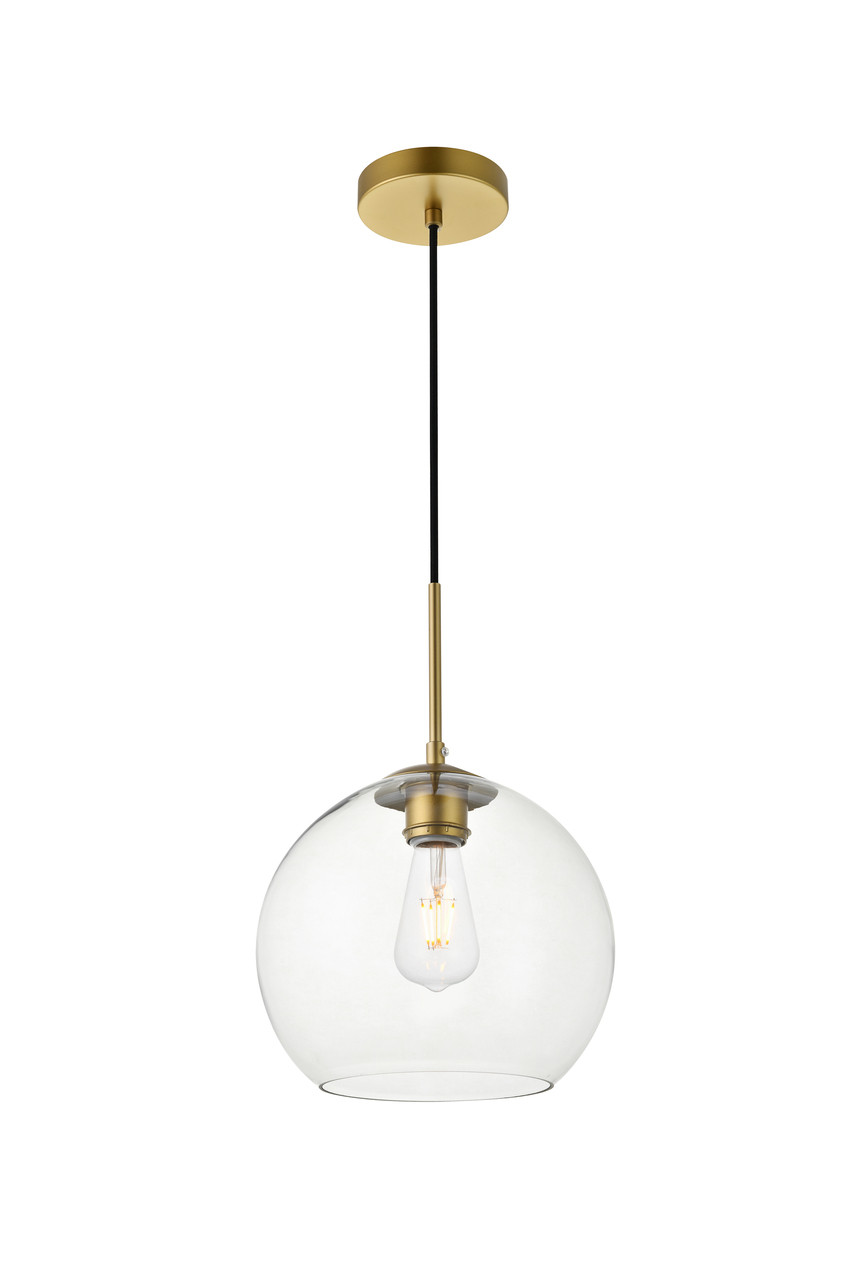 Living District LD2212BR Baxter 1 Light Brass Pendant With Clear Glass