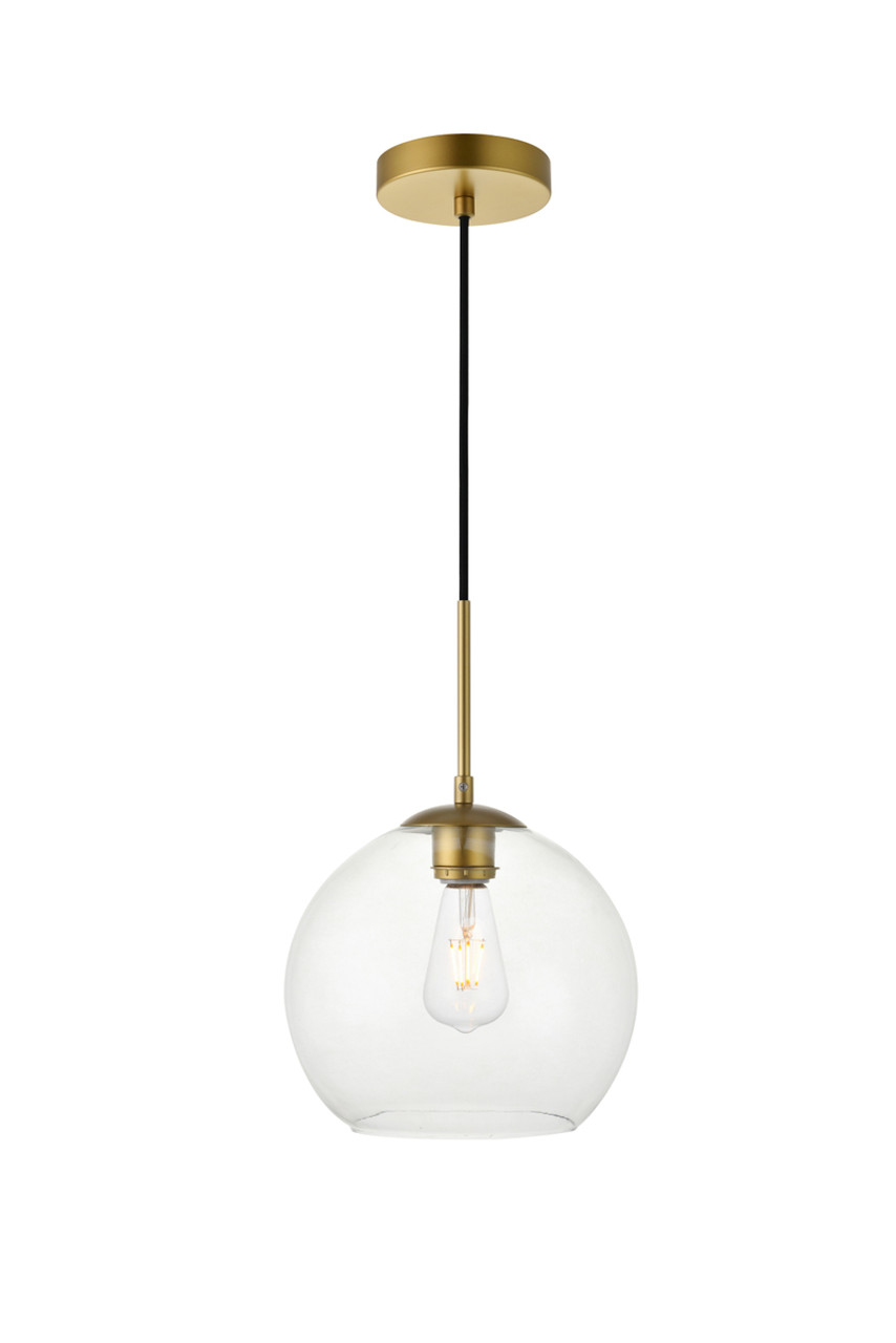 Living District LD2212BR Baxter 1 Light Brass Pendant With Clear Glass