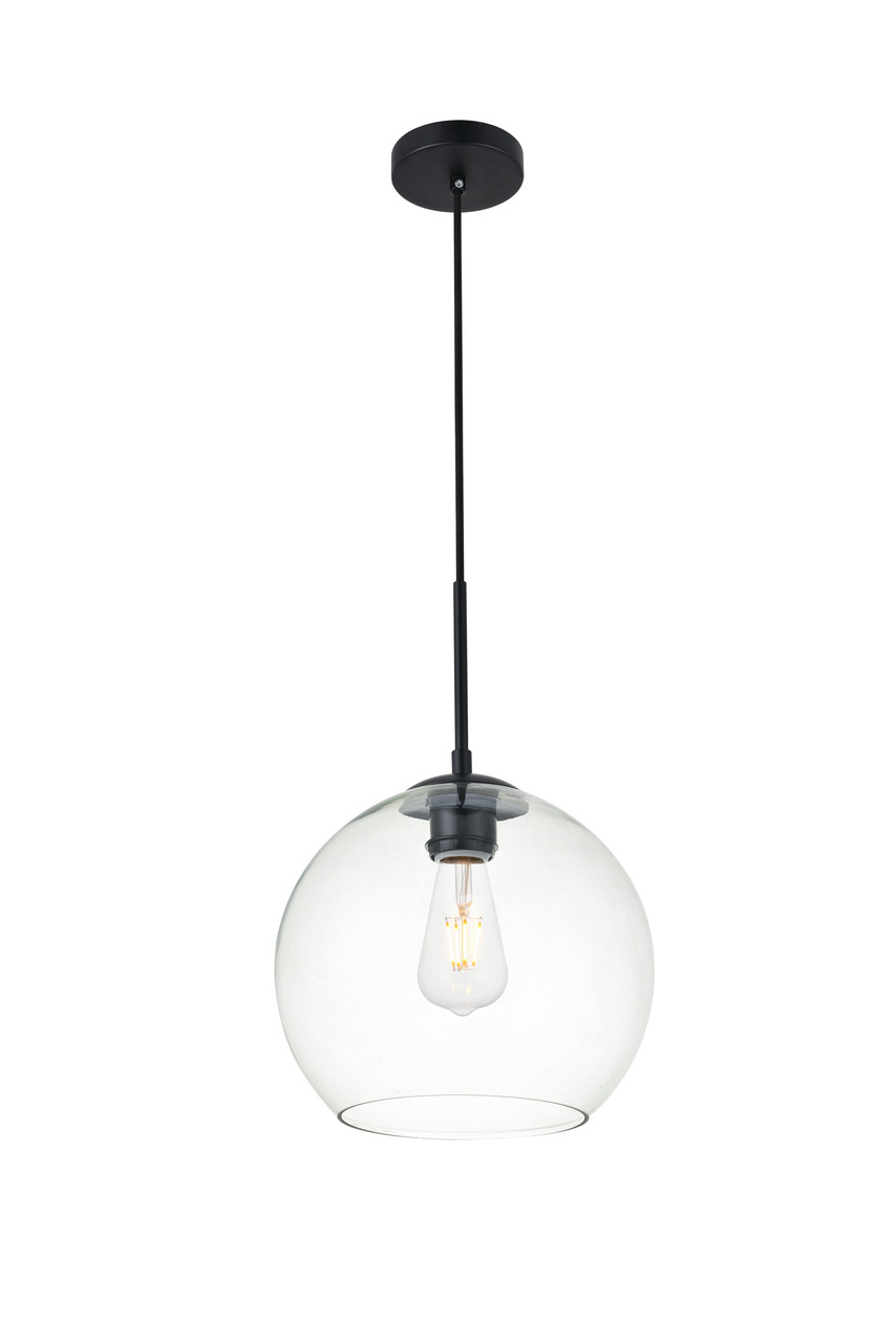 Living District LD2212BK Baxter 1 Light Black Pendant With Clear Glass