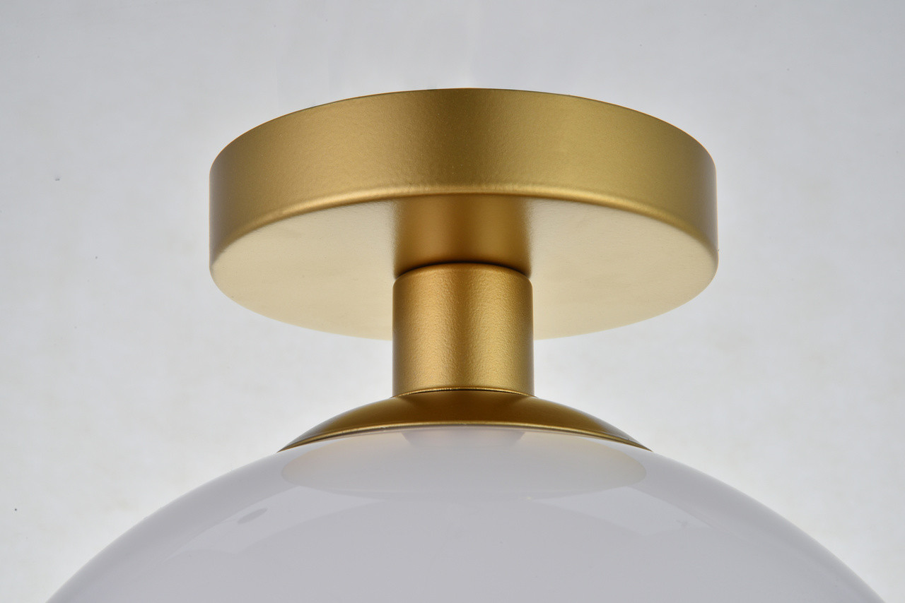 Living District LD2211BR Baxter 1 Light Brass Flush Mount With Frosted White Glass