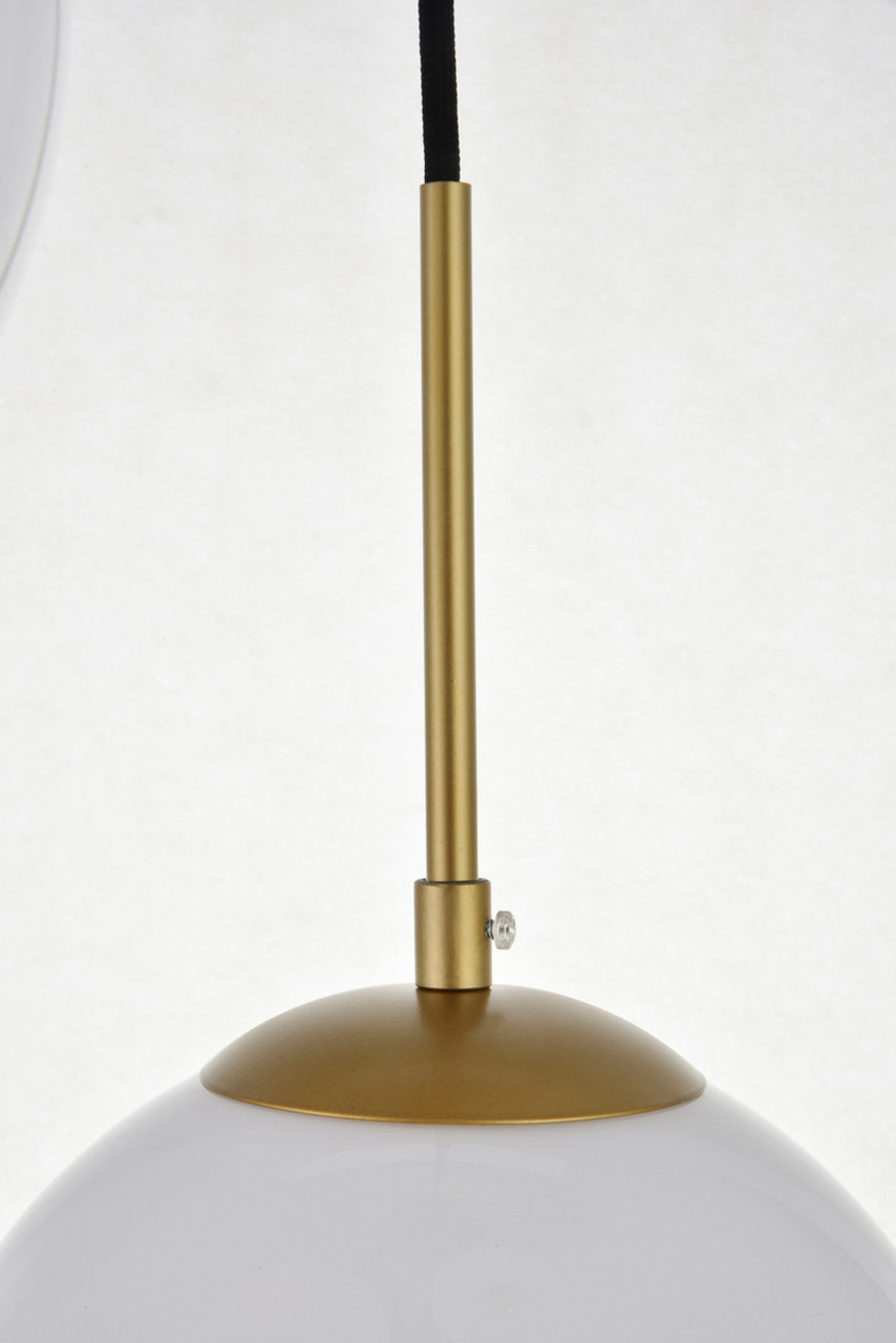 Living District LD2209BR Baxter 3 Lights Brass Pendant With Frosted White Glass