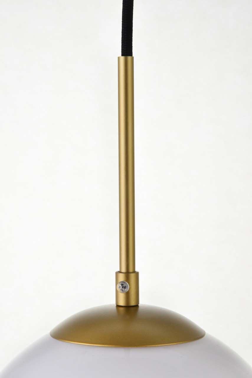 Living District LD2207BR Baxter 1 Light Brass Pendant With Frosted White Glass