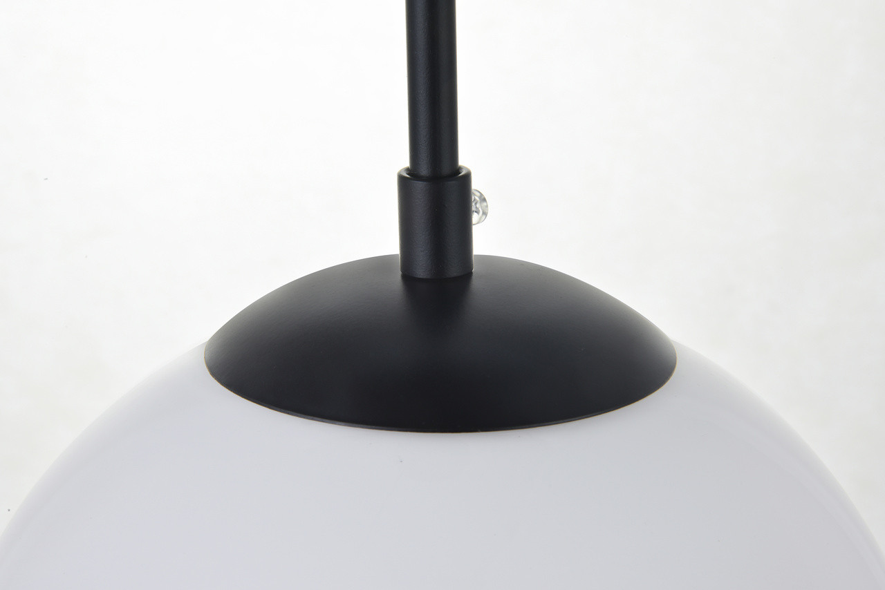 Living District LD2207BK Baxter 1 Light Black Pendant With Frosted White Glass