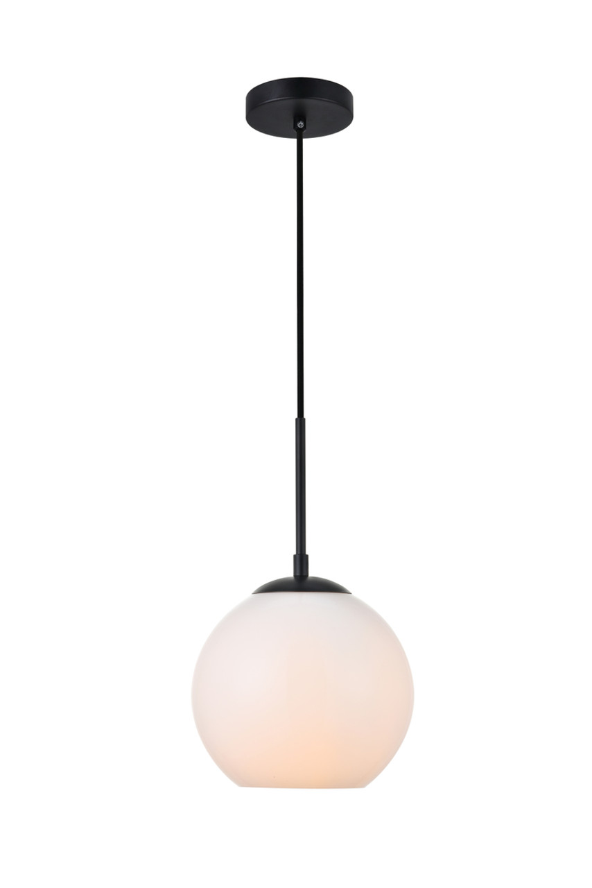 Living District LD2207BK Baxter 1 Light Black Pendant With Frosted White Glass