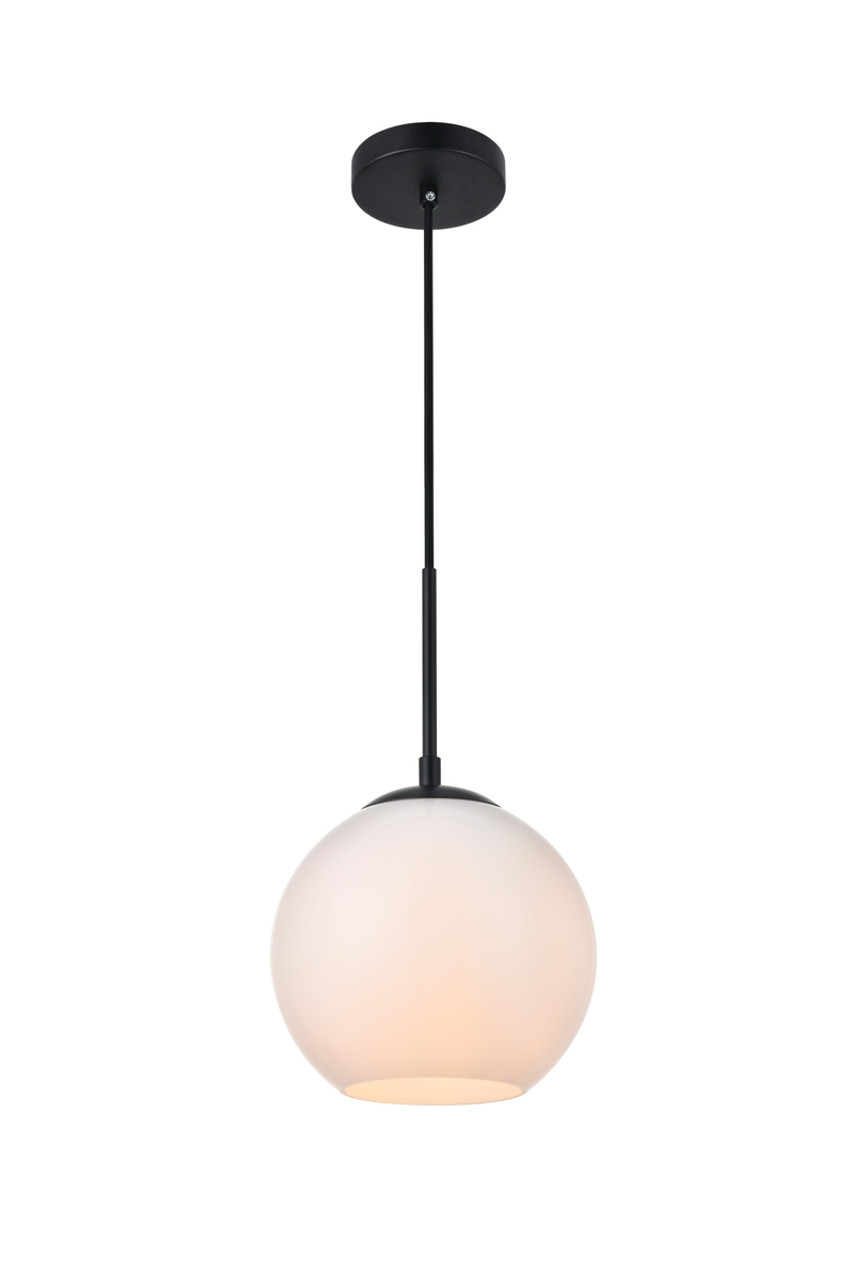 Living District LD2207BK Baxter 1 Light Black Pendant With Frosted White Glass