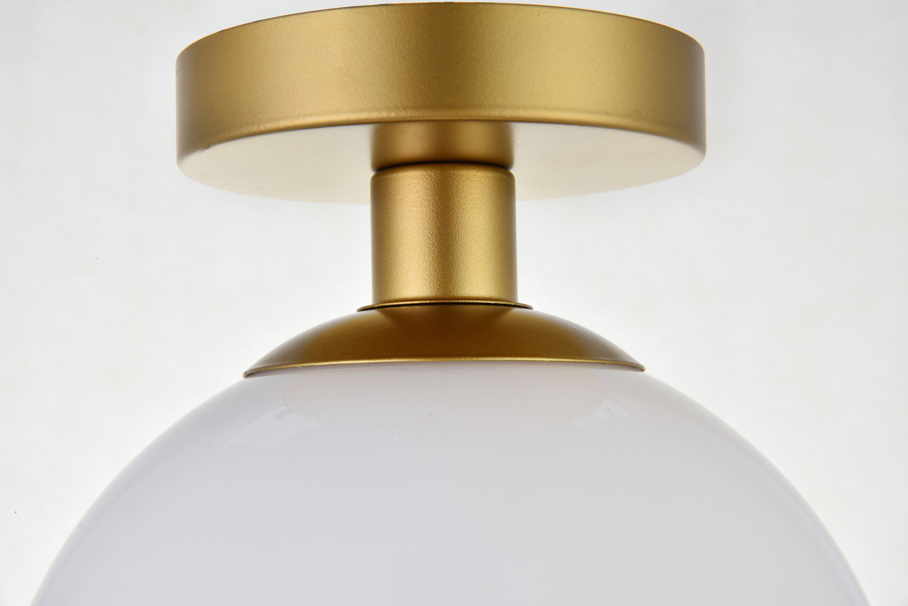 Living District LD2205BR Baxter 1 Light Brass Flush Mount With Frosted White Glass