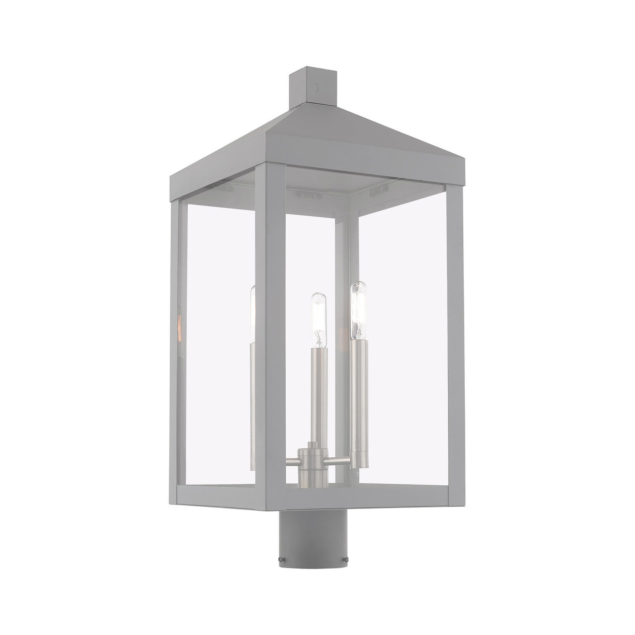 LIVEX LIGHTING 20586-80 3 Light Nordic Gray Outdoor Post Top Lantern