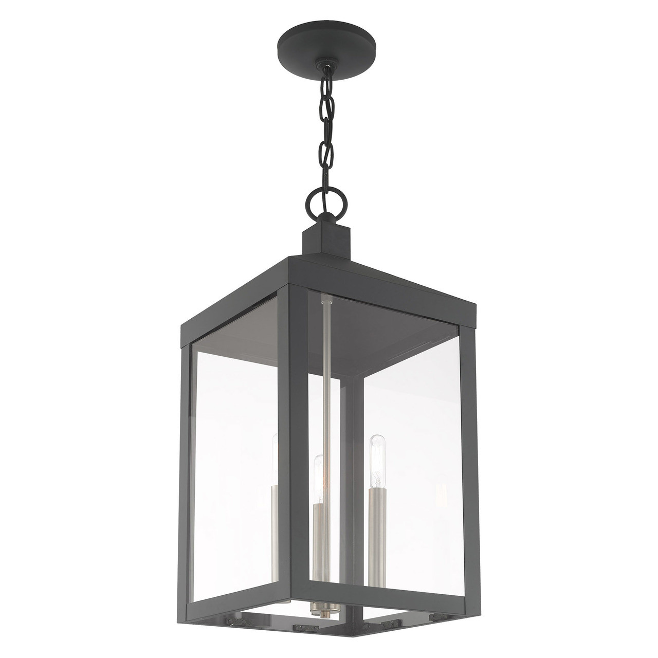 LIVEX LIGHTING 20587-76 3 Light Scandinavian Gray Outdoor Pendant Lantern