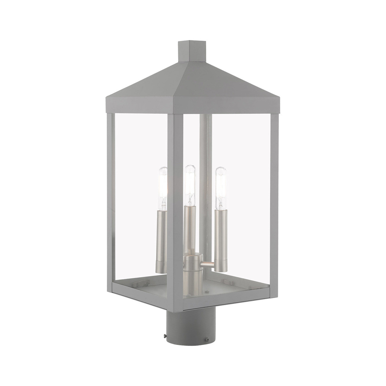 LIVEX LIGHTING 20592-80 3 Light Nordic Gray Outdoor Post Top Lantern