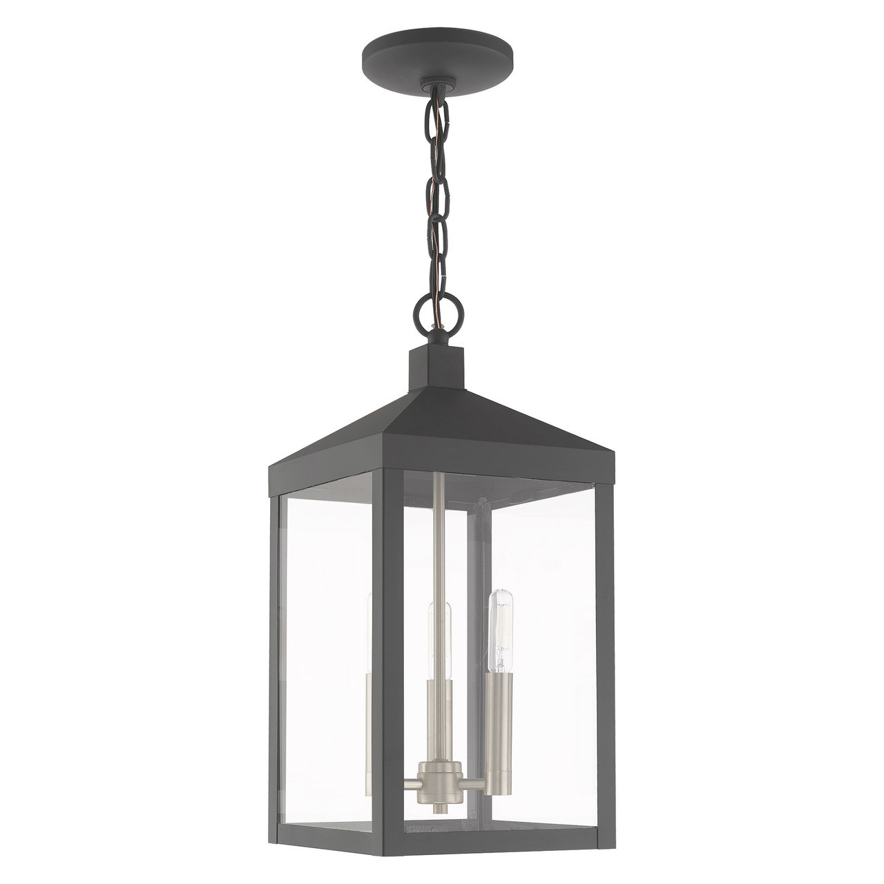 LIVEX LIGHTING 20593-76 3 Light Scandinavian Gray Outdoor Pendant Lantern