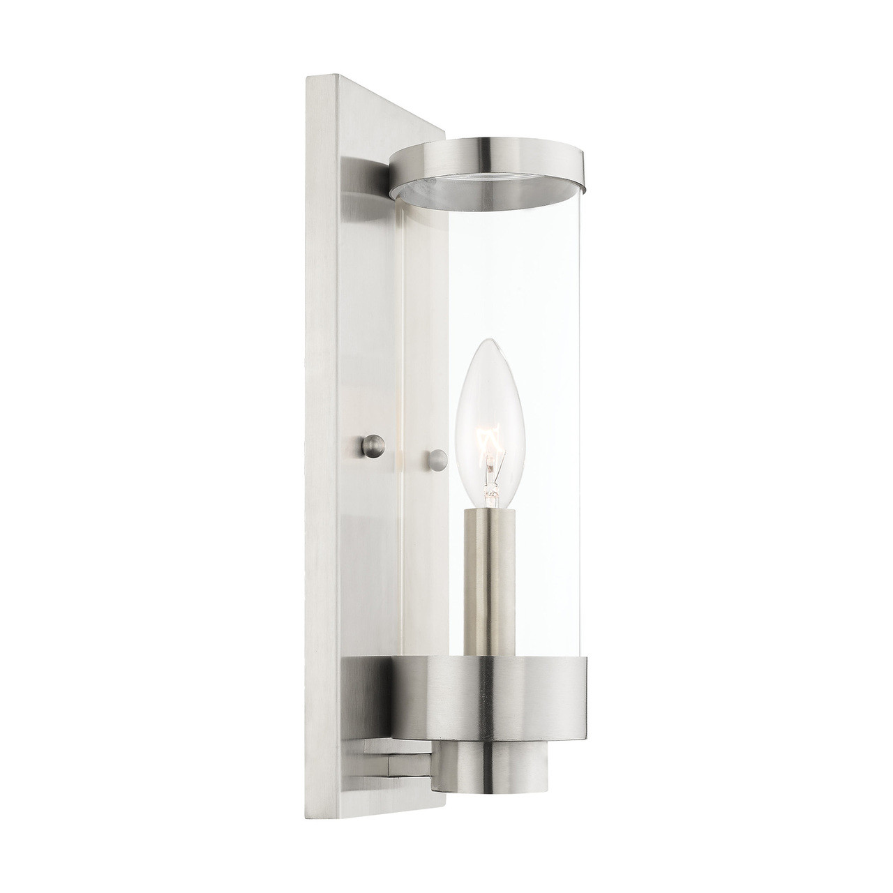 LIVEX LIGHTING 20721-91 Hillcrest 1-Light ADA Wall Lantern, Brushed Nickel