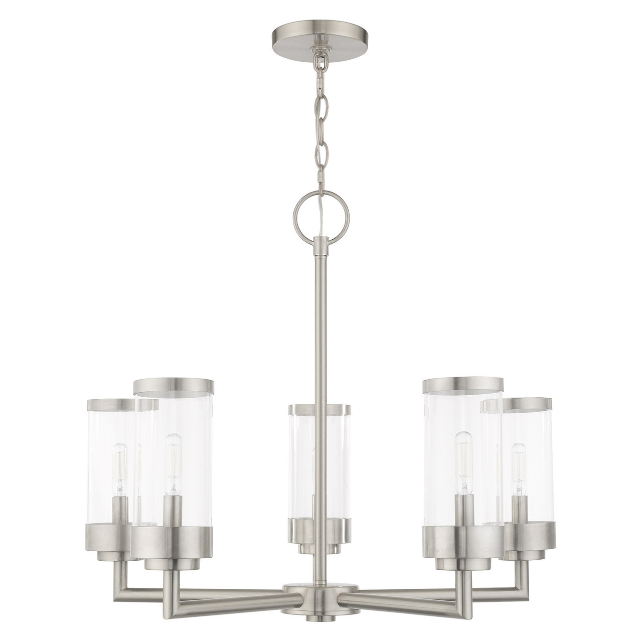 LIVEX LIGHTING 20725-91 5 Light Brushed Nickel Outdoor Chandelier
